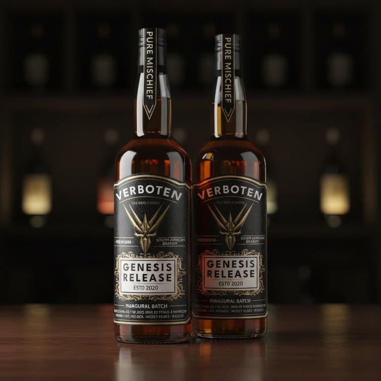 Two bottles of Verboten Premium Brandy
